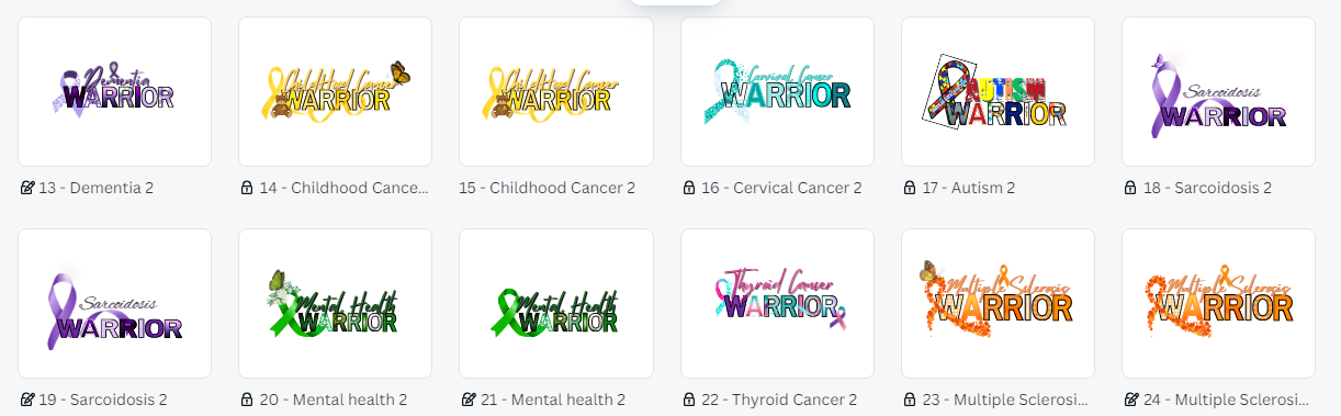 DIGITAL OR CUSTOM PRODUCT- Awareness 53 Design Bundle (Words Only)