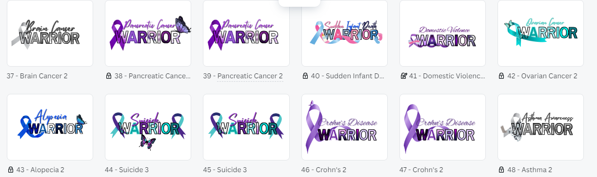 DIGITAL OR CUSTOM PRODUCT- Awareness 53 Design Bundle (Words Only)